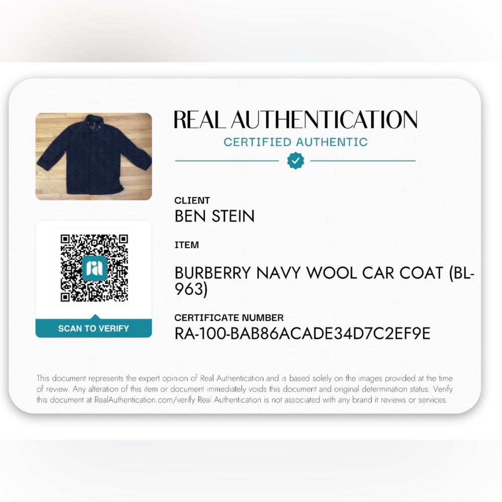 Burberry Men's Navy Blue Wool Car Coat with Plaid Lining - Picture 12 of 13
